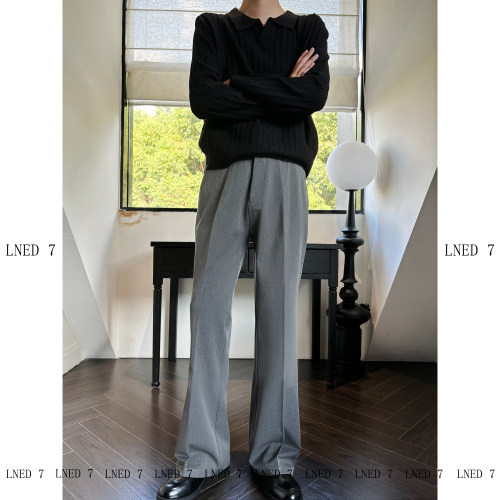 春夏季三本针工艺微喇垂感西裤男