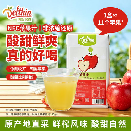 Delthin德馨食品NFC苹果汁1L盒装