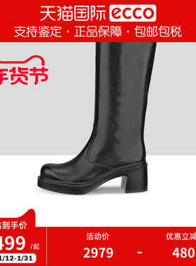Ecco/爱步女靴秋冬季新款厚底粗高跟长筒靴骑士靴 都市首尔223523