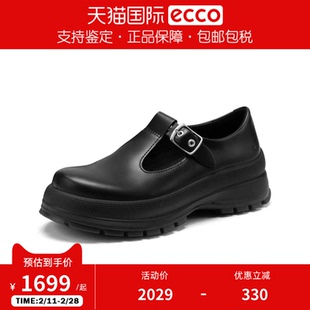 Ecco/爱步女皮鞋 25新款厚底增高T字复古玛丽珍鞋 踪迹30 220763