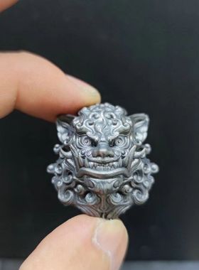 男女黄铜麒麟般若面具瑞兽