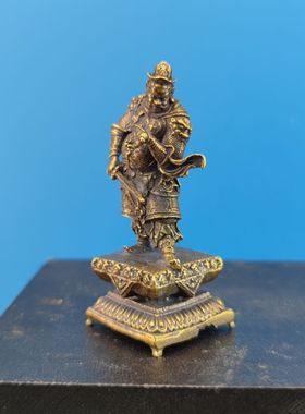 纯黄铜灵山禅语四大天王增长天王金刚守门神摆件风调雨顺守护佛像