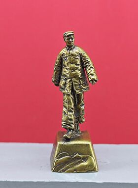 延安时期东方红毛主席铜像键帽款教员伟人雕像毛泽东全身立像摆件