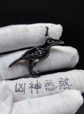 男女情侣黄铜复古个性乌鸦项链