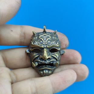 般若黄铜大天狗面具日式赤班若挂件百鬼夜行能剧鬼武士钥匙扣吊坠