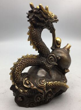 古玩铜器收藏葫芦飞龙摆件 家居装饰礼品 工艺精湛  包浆醇厚