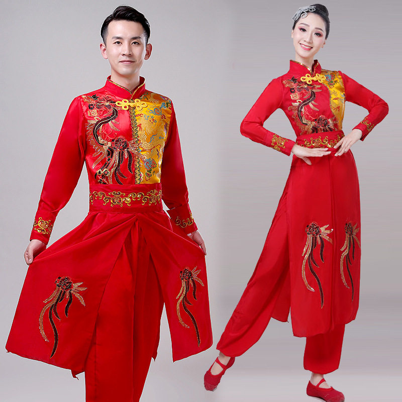 中国风打鼓服装男女成人演出服
