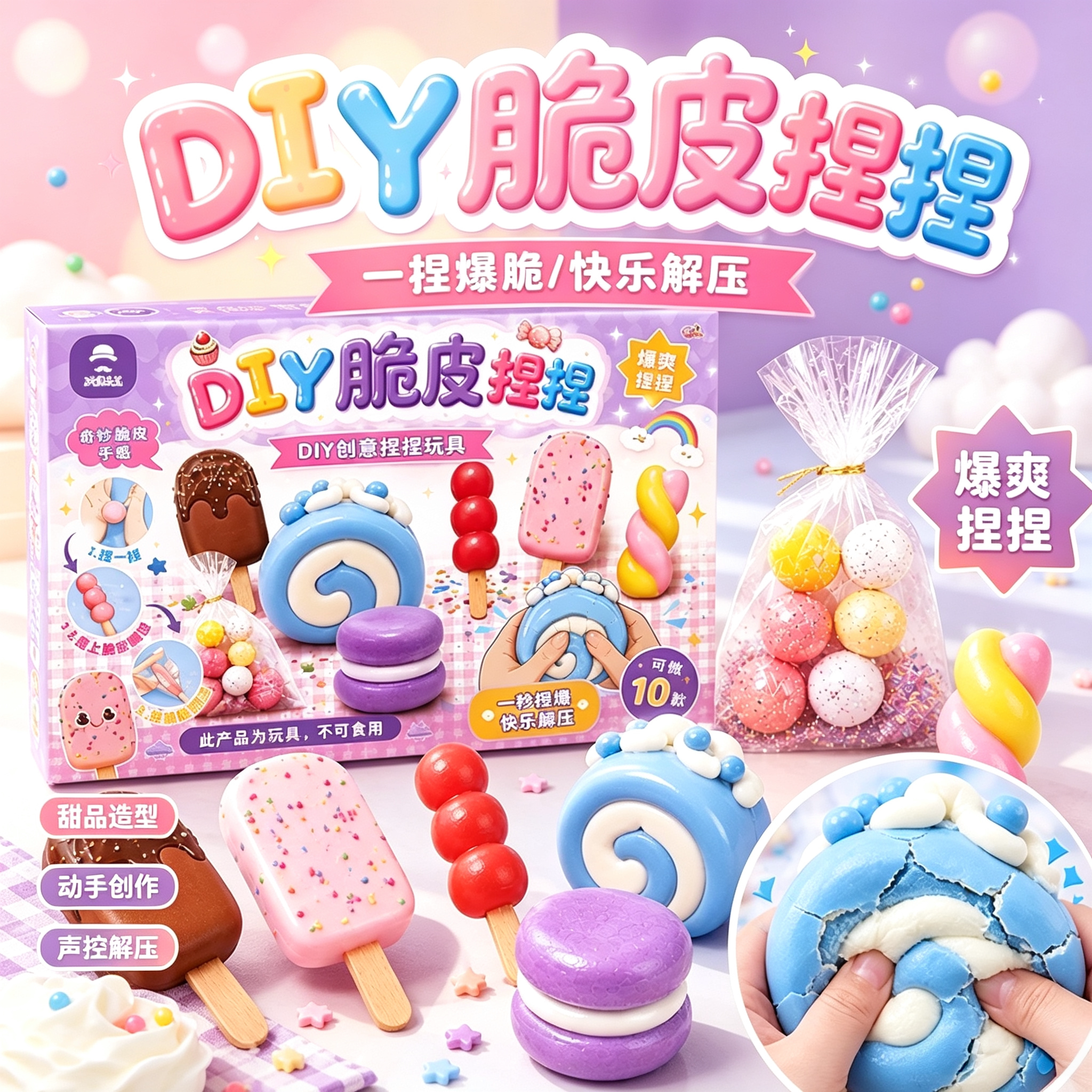 儿童脆皮捏捏乐DIY套装解压玩具图片