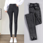 145小个子九分仿牛仔打底裤 女春秋冬外穿高腰紧身弹力铅笔小脚裤