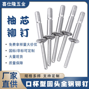 喜仕隆不锈钢口杯型圆头铆钉全钢抽芯铆钉拉钉拉铆钉铁铆钉铝铆钉