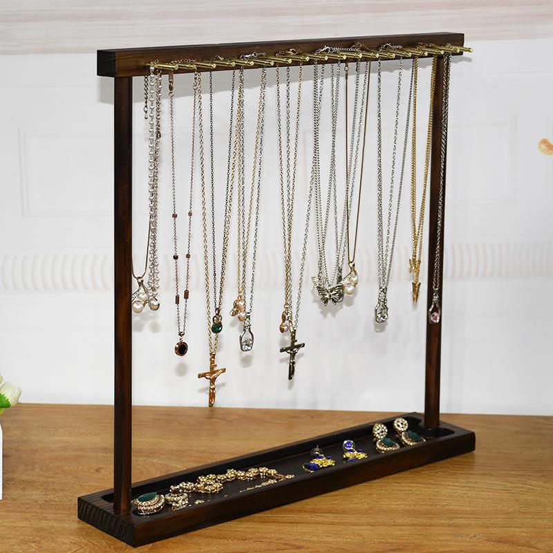 胡桃木项链架手串手链挂架轻奢高档首饰架收纳吊坠饰品展示架