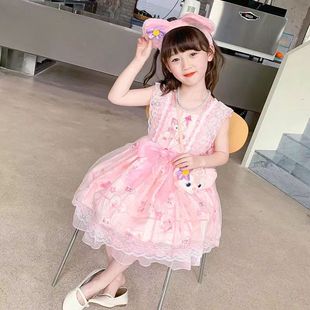 女款儿童夏季新款背心裙 女童紫色星戴璐无袖连衣裙 中大童夏款