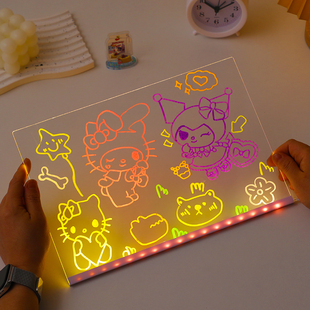 发光画板儿童宝宝涂鸦画画手写可擦LED荧光板透明亚克力生日礼物