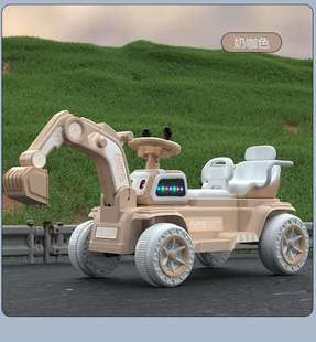 儿童电动车挖掘机玩具车双人可坐大人男女孩遥控工程车超大号挖机