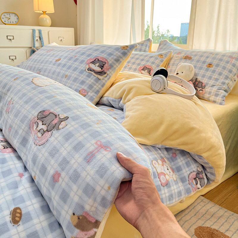 2025新款加厚牛奶绒被套单件双面毛绒被单法兰珊瑚绒单人加绒被罩