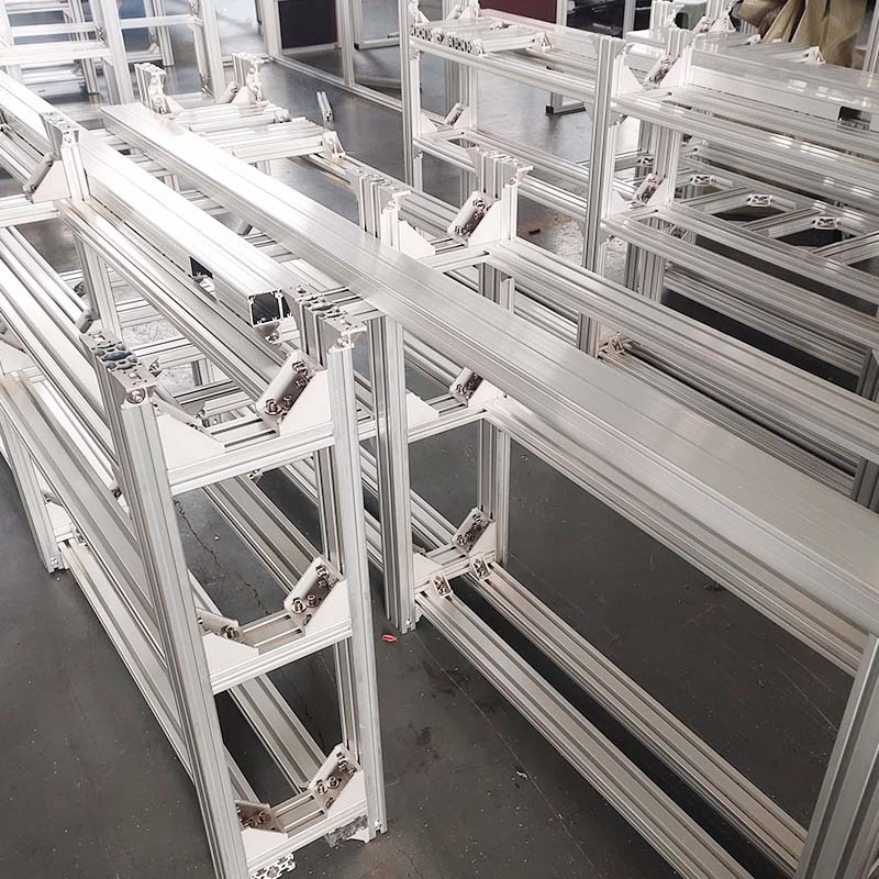 框架铝型材皮带传动涂胶机制造 工业型材框架仓库隔断