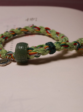 天然和田玉青玉吉拉姆藏式手绳和