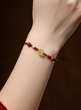 蜜蜡回纹珠手链DIY女款朱砂珠手
