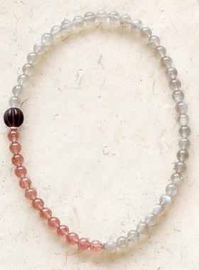 草莓晶6MM灰色月光石手串两圈送