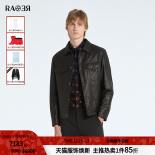 男士 黑色夹薄棉加厚保暖外套牛仔夹克式 皮衣 秋冬新款 RARE威雅男裤