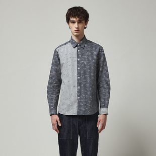 衬衫 RARE威雅男装 蓝白双色趣味图案长袖 舒适版 春夏新款