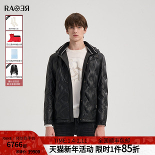 RARE威雅男装2025秋冬新款双R烫贴压印绵羊皮皮衣鹅绒羽绒服外套