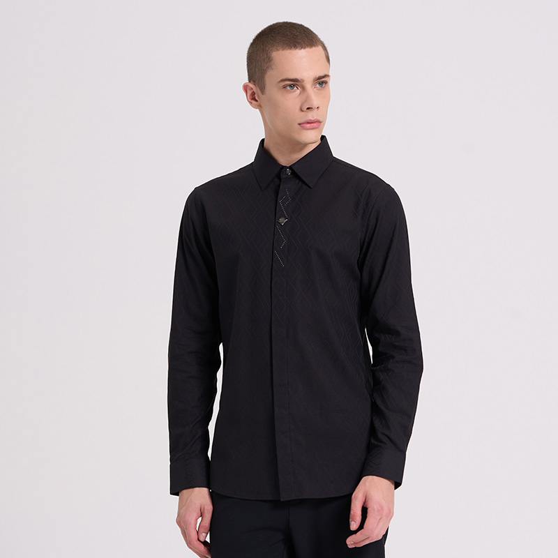 RARE威雅男装黑色长袖衬衫