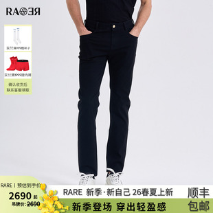 男丰收角刺绣印花轻薄长裤 RARE威雅男装 黑色牛仔裤 新款 男 2026夏季
