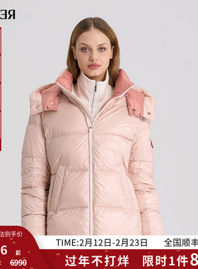 RARE威雅女装 冬季新款厚款保暖外套粉色连帽羽绒服RR2246130125