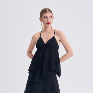 剪花纱质黑色吊带衫 RARE威雅女装 吊带打底衫 新款 2026夏季