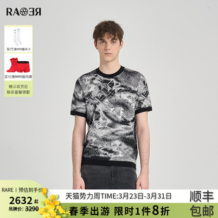 圆领短袖 针织衫 男士 RARE威雅男装 毛衫 时尚 白黑短袖 2025秋冬新款