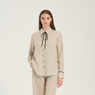 RARE威雅女装 情侣款 春夏款 真丝印花衬衫 套装 直筒裤 桑蚕丝