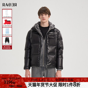 RARE威雅男装2025秋冬新款黑色立领加厚羽绒服宽松廓形面包服外套