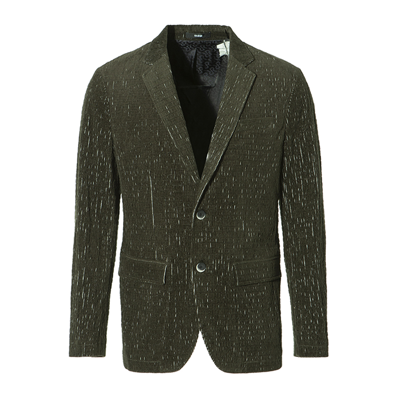 威雅正装RARE绿色灰白条绒