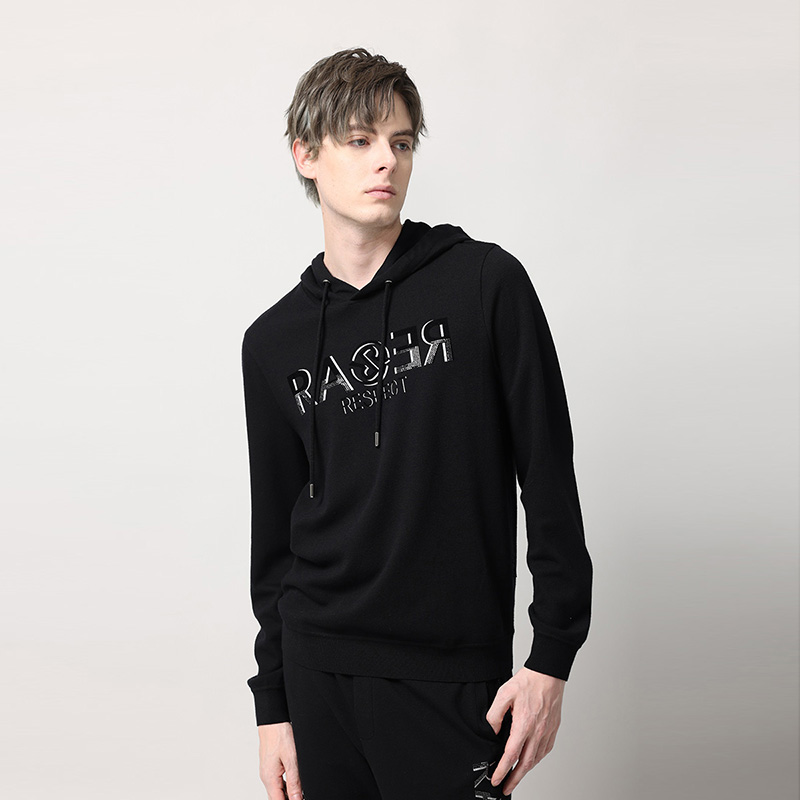 RARE威雅黑色前胸logo工艺款卫衣
