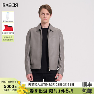 RARE威雅男装 可脱卸羽绒马甲两件套皮衣灰色夹克外套 秋冬新款