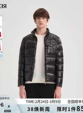 RARE威雅男装 2025冬季新款立领休闲外套男士黑色鹅绒羽绒服
