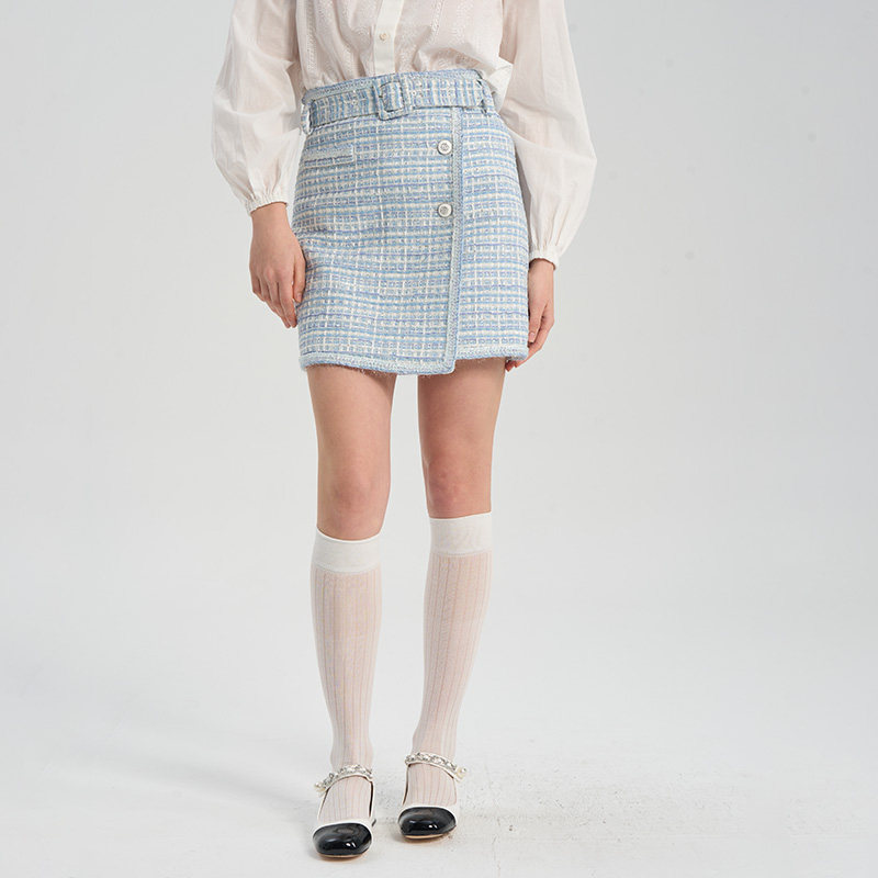 RARE威雅女装春夏新款小香风短裙套装霁风蓝半裙RR224546