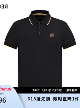 RARE威雅男装 夏季新款双R工艺款商务休闲黑色polo领男士短袖T恤