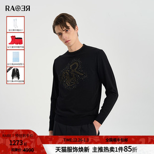 针织衫 男士 圆领毛衣重工款 黑色长袖 RARE威雅男装 毛衫 秋冬新款