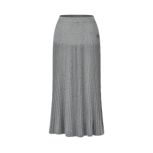 RARE威雅女裙女士百褶及踝半裙秋冬新款灰色针织裙子RR2246464338