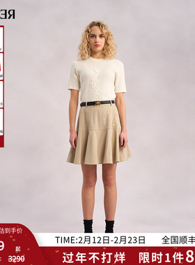 RARE威雅女装春夏新款锦葵花刺绣白色短袖毛衣女RR2245242317