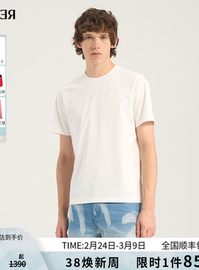 RARE威雅男装 夏季新款圆领T恤简约休闲时尚百搭男士白色短袖