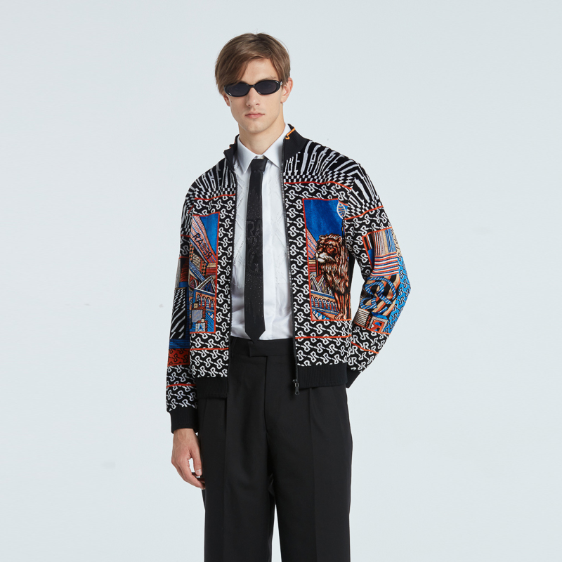 RARE威雅男装提花男士针织外套