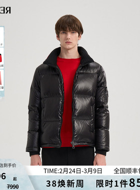 【鹅绒】RARE威雅男装2025冬季新款立领保暖外套黑色短款羽绒服男