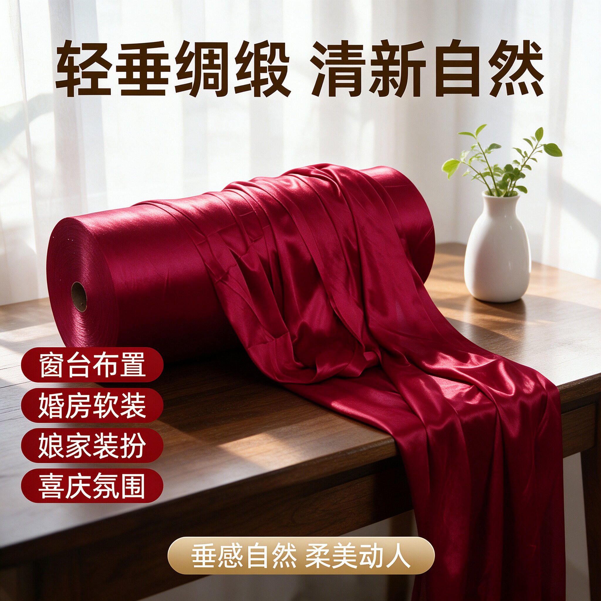 结婚场景布置布幔婚房背景客厅舞台韩式红色喜庆女方婚礼背景布