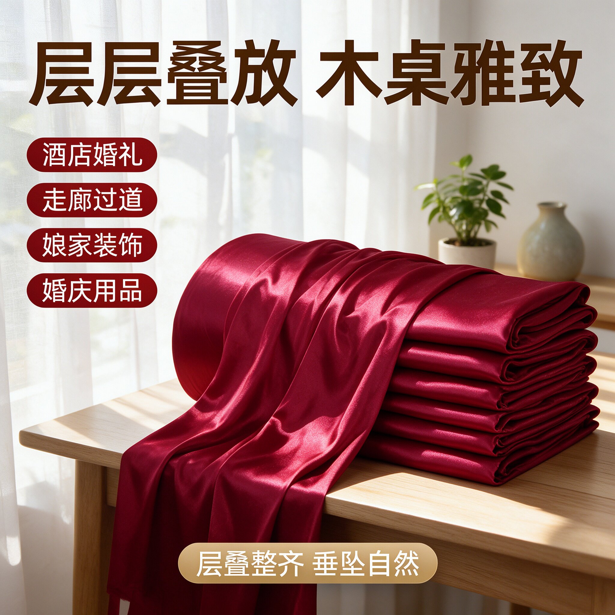 婚庆纱幔订婚大气结婚喜庆吊顶红色背景婚房卧室中式舞台弹力布