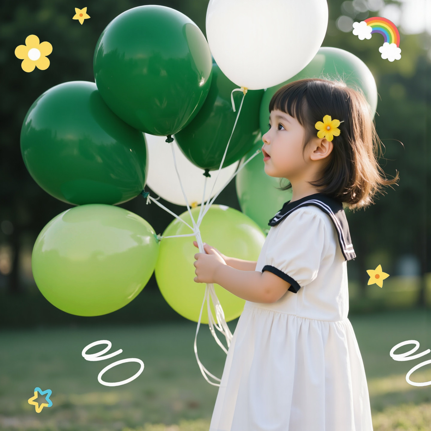 绿色森林儿童户外拍照气球学校场景装饰主题气球装饰布置生日道具