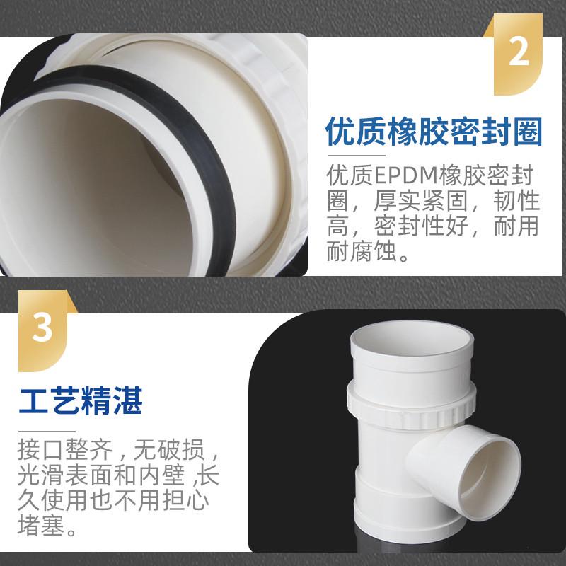 PVC加长可调节伸缩节 110排水抢修快接75三通接头塑料下水管配件