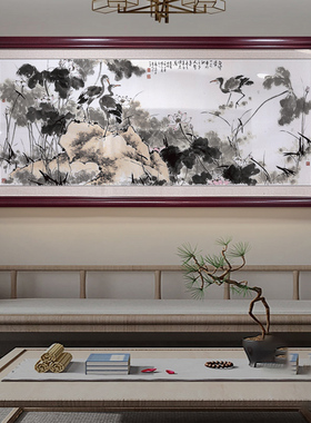 仙鹤图国画祝贺寿画沙发背景墙茶室装饰画松鹤延年客厅长寿图挂画